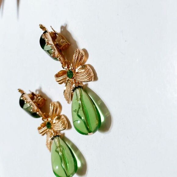 Vintage bow dangle earrings #816 - Picture 3 of 4